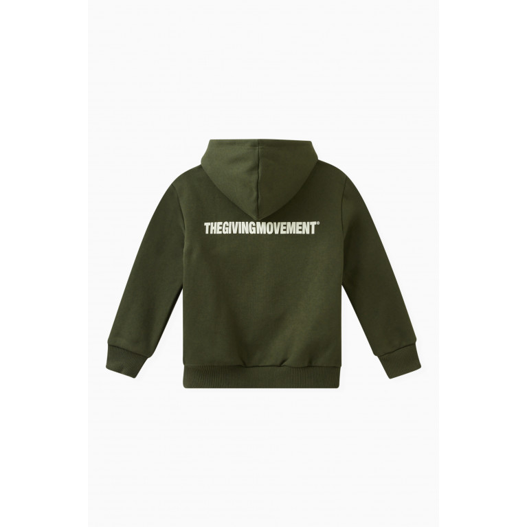 The Giving Movement - Logo Zip Hoodie in Organic Cotton-blend Green