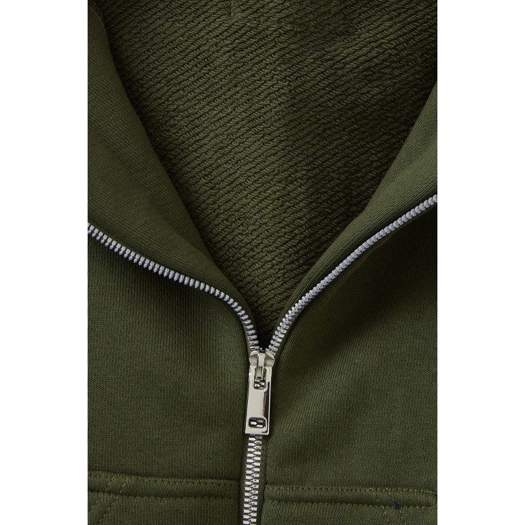 The Giving Movement - Logo Zip Hoodie in Organic Cotton-blend Green