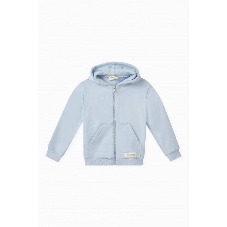 The Giving Movement - Logo Zip Hoodie in Organic Cotton-blend Blue