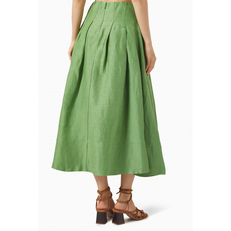 Aje - Paradiso Cinched Midi Skirt in Linen Blend