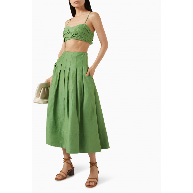 Aje - Paradiso Cinched Midi Skirt in Linen Blend