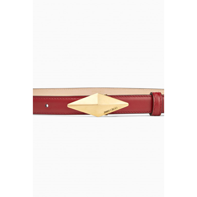 Jimmy Choo - Diamond Clasp Belt in Polished Leather Red