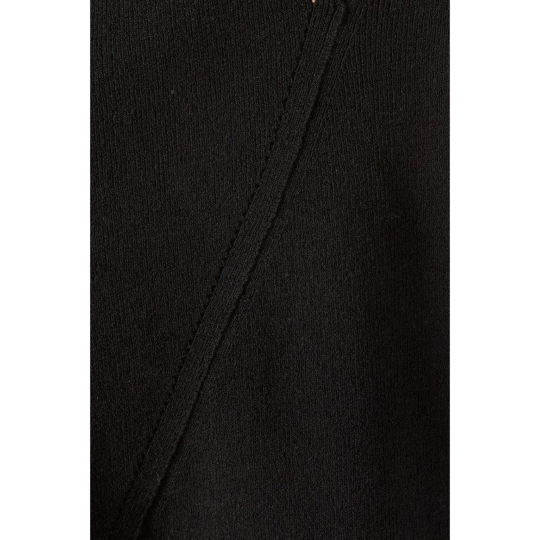 LVIR - Diagonal-line String Top in Cotton-blend Knit Black