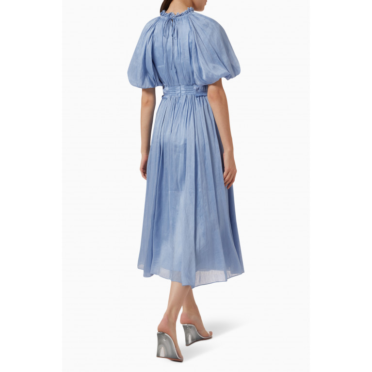 Aje - Elysium Blouson Midi Dress in Linen-blend