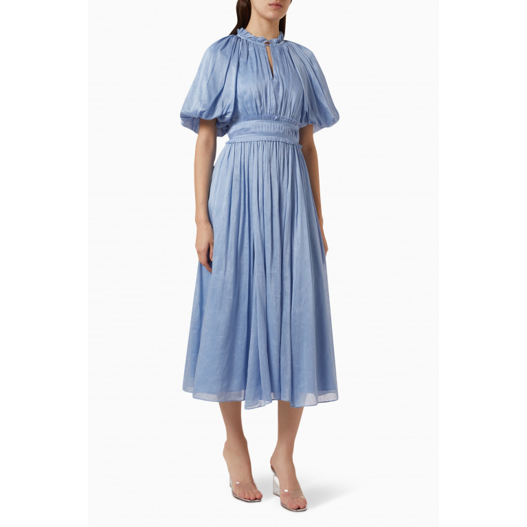 Aje - Elysium Blouson Midi Dress in Linen-blend