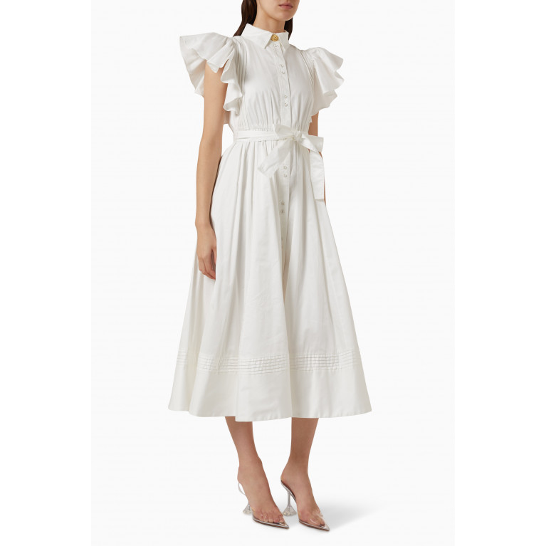 Aje - Kindred Frill Midi Dress in Cotton-poplin