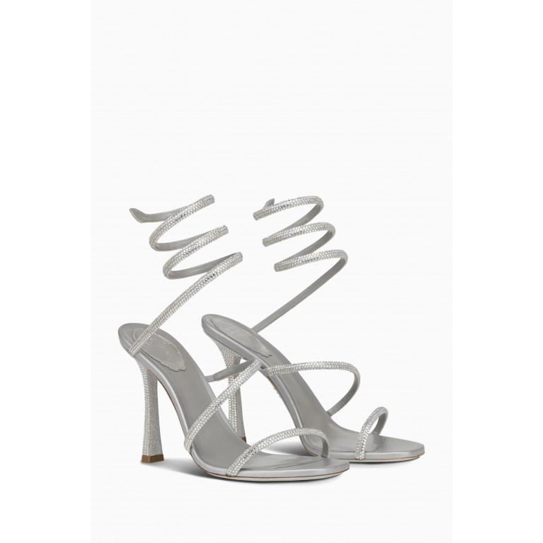 René Caovilla - Cleo 105 Crystal Embellished Sandals in Satin