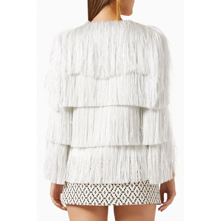 Elisabetta Franchi - Fringe Jacket in Tweed White