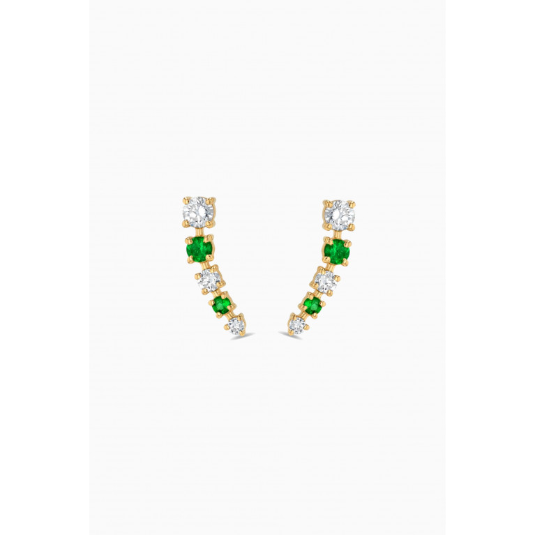 Fergus James - Half Moon Emerald & Diamond Bar Earrings in 18kt Gold