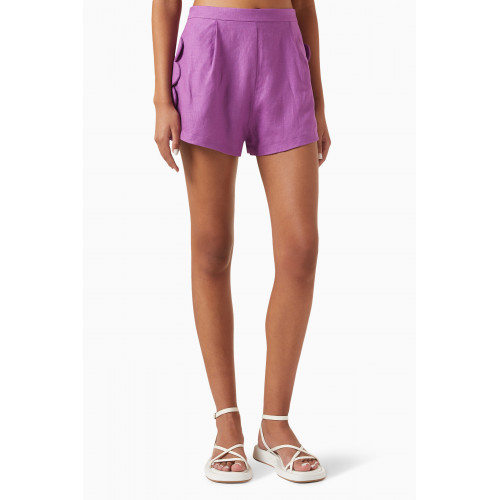 Adriana Degreas - Bubble Scalloped High-rise Shorts in Linen