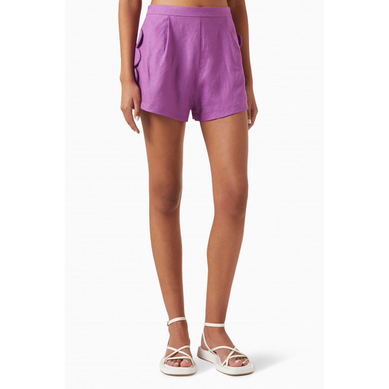 Adriana Degreas - Bubble Scalloped High-rise Shorts in Linen