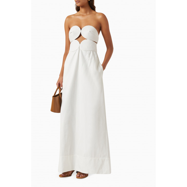 Adriana Degreas - Strapless Maxi Dress in Cotton White