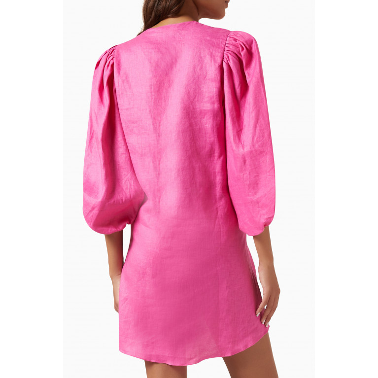 Adriana Degreas - Puff-sleeved Shirt in Linen Pink