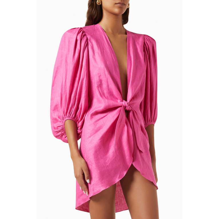 Adriana Degreas - Puff-sleeved Shirt in Linen Pink