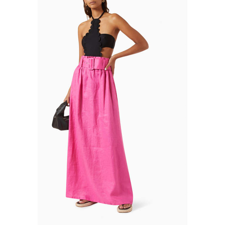Adriana Degreas - Belted Maxi Skirt in Linen