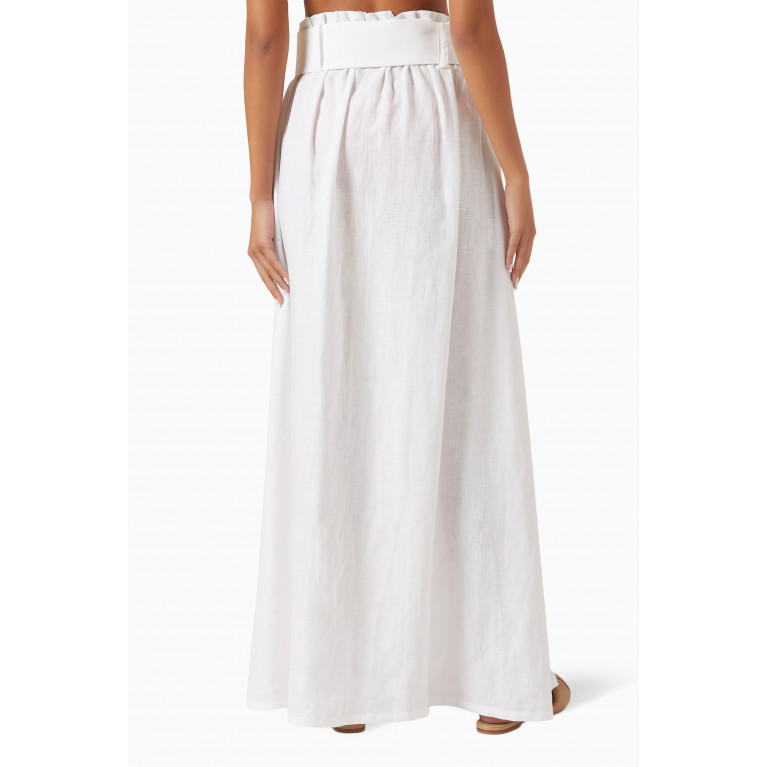 Adriana Degreas - Belted Maxi Skirt in Linen White