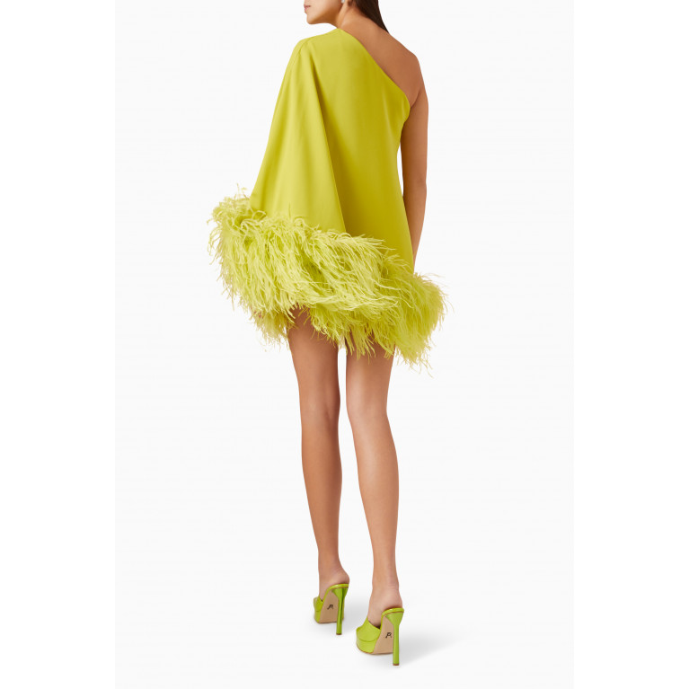 New Arrivals - Marlene Feather-trim Mini Dress in Crepe