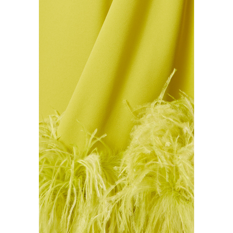 New Arrivals - Marlene Feather-trim Mini Dress in Crepe