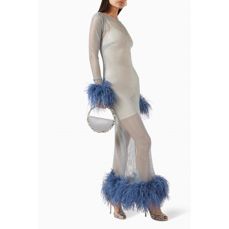 New Arrivals - Léa Feather-trim Mini Dress in Fishnet