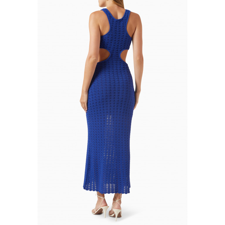 Misha - Arlette Pointelle Dress in Viscose-blend Knit Blue