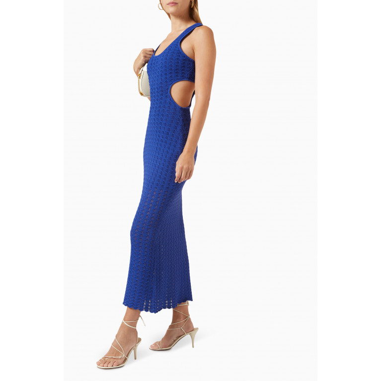 Misha - Arlette Pointelle Dress in Viscose-blend Knit Blue