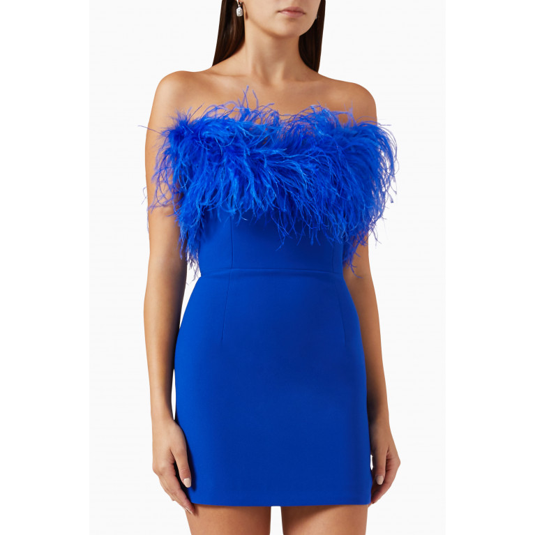 New Arrivals - Cynthia Feather-trim Mini Dress in Crepe