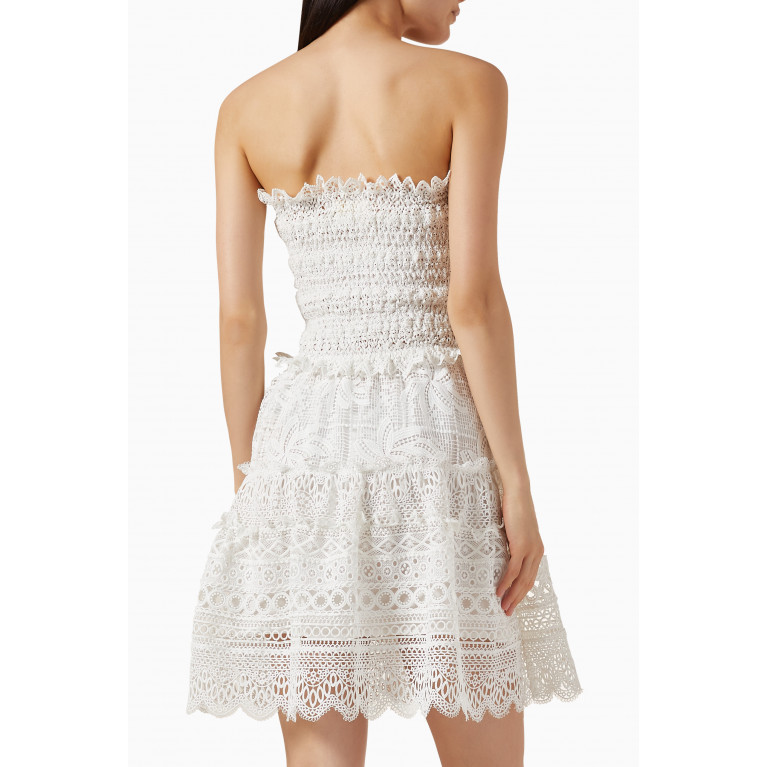 Waimari - Vallarta Crochet Mini Dress in Lace White