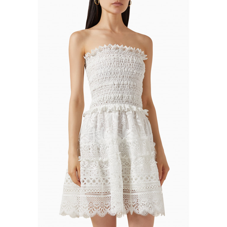 Waimari - Vallarta Crochet Mini Dress in Lace White