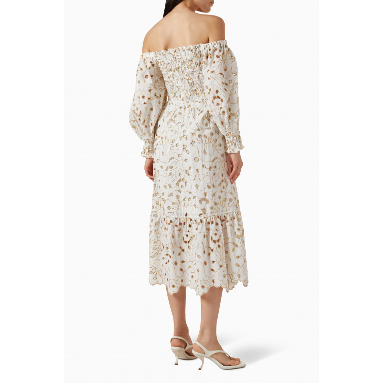 Waimari - Ensenada Embroidered Midi Dress in Cotton-blend