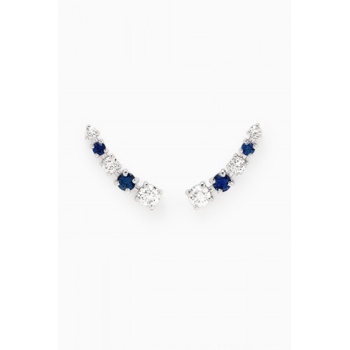 Fergus James - Half Moon Blue Sapphire & Diamond Bar Earrings in 18kt White Gold