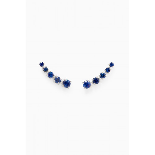 Fergus James - Half Moon Sapphire Bar Earrings in 18kt White Gold