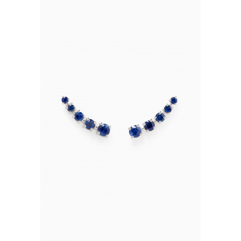 Fergus James - Half Moon Sapphire Bar Earrings in 18kt White Gold