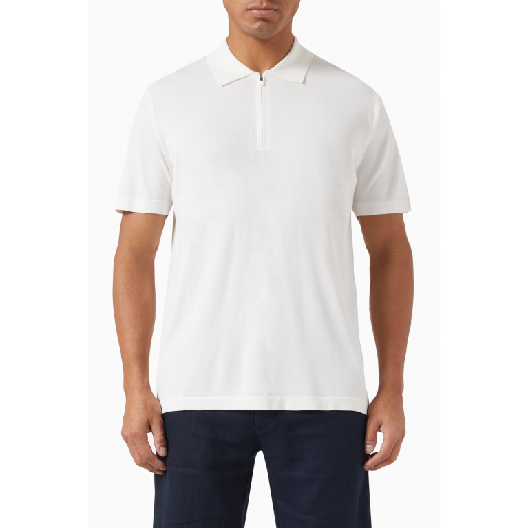 Bluemint - Devon Half-Zip Polo Shirt in Rayon Blend White