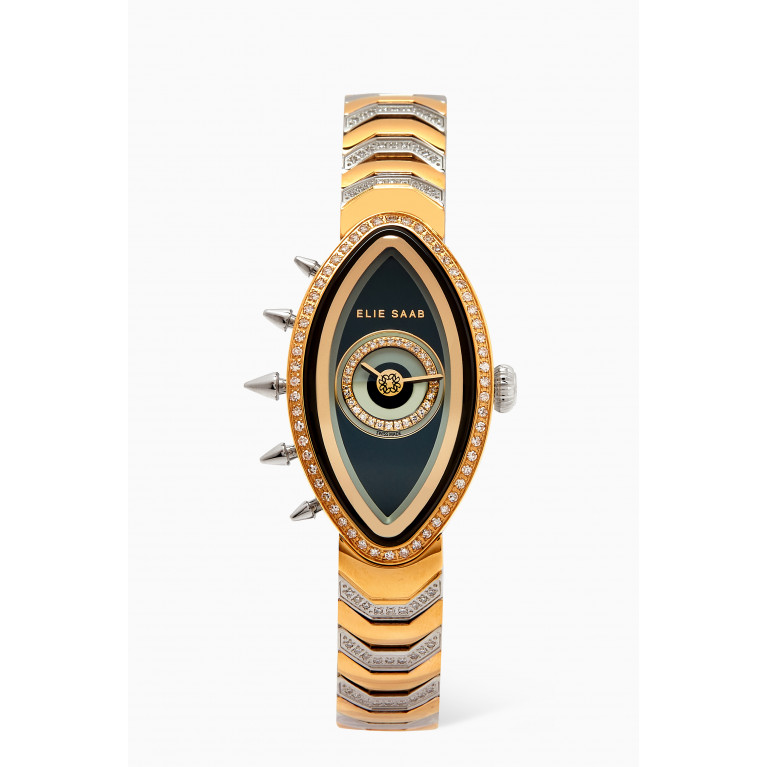 Elie Saab - Limited-edition Eayan Two-tone Diamond Watch in Gold-plated Stainless Steel, 23 x 40mm