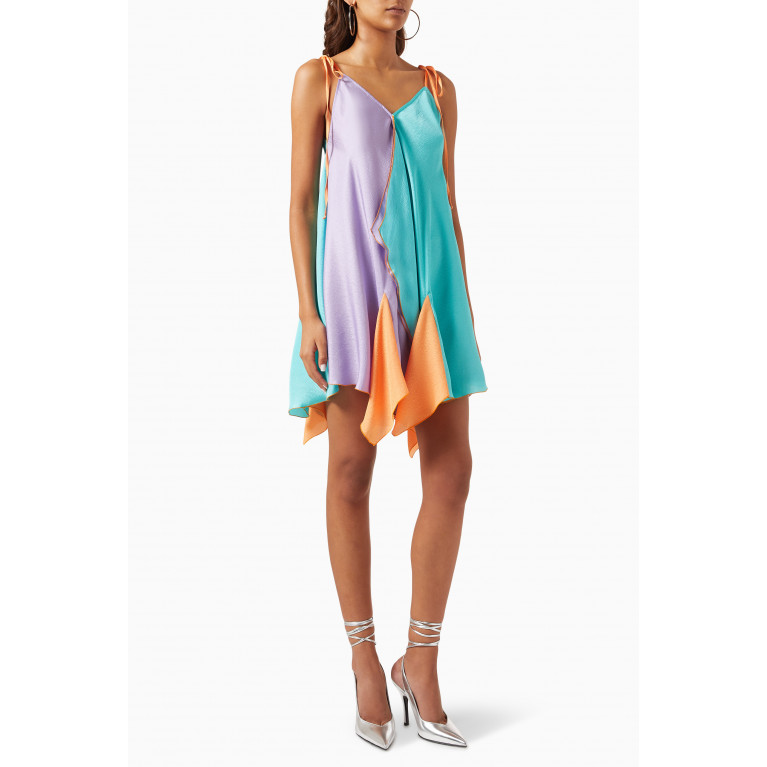 SIEDRES - Sage Handkerchief Colour-block Dress