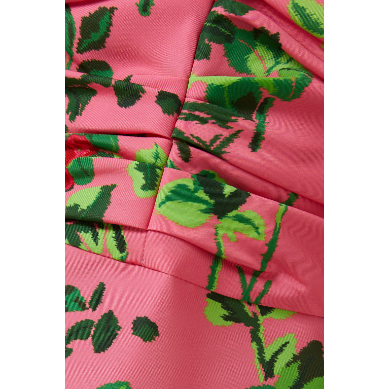 Carolina Herrera - Rose-print Balloon-sleeve Mini Dress in Faille