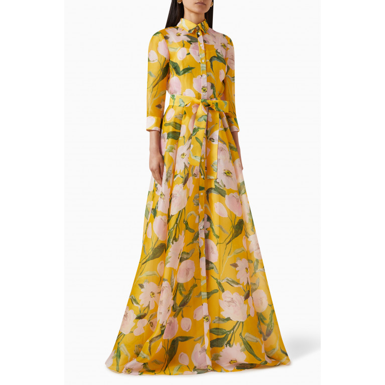 Carolina Herrera - Peony-print Trench Gown in Silk-organza