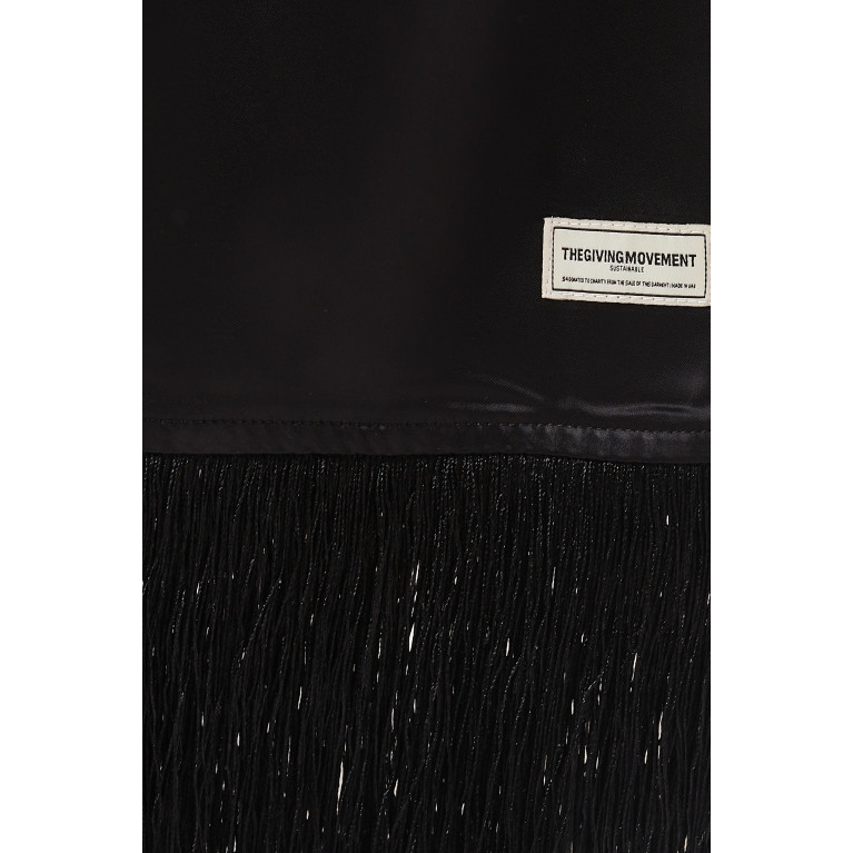 The Giving Movement - Tassel-trim Long Shirt in Heavy SATIN100© Black