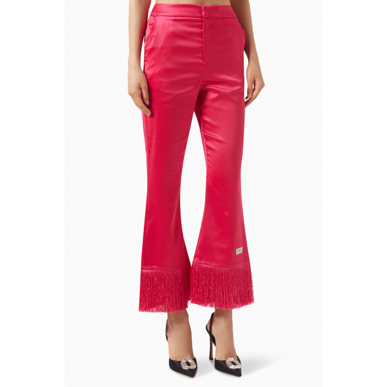 The Giving Movement - Tassel-trim Flared Pants in Heavy SATIN100© Pink