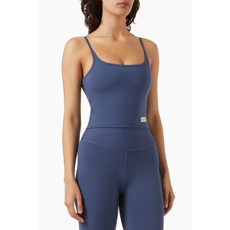The Giving Movement - Scoop-neck Vest Crop Top in Softskin100© Blue