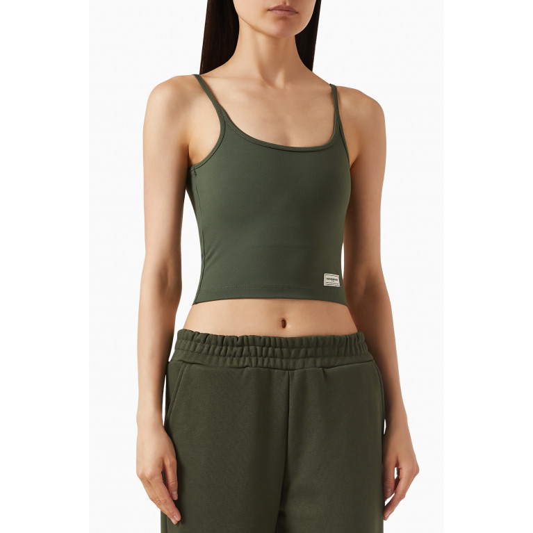 The Giving Movement - Scoop-neck Vest Crop Top in Softskin100© Green