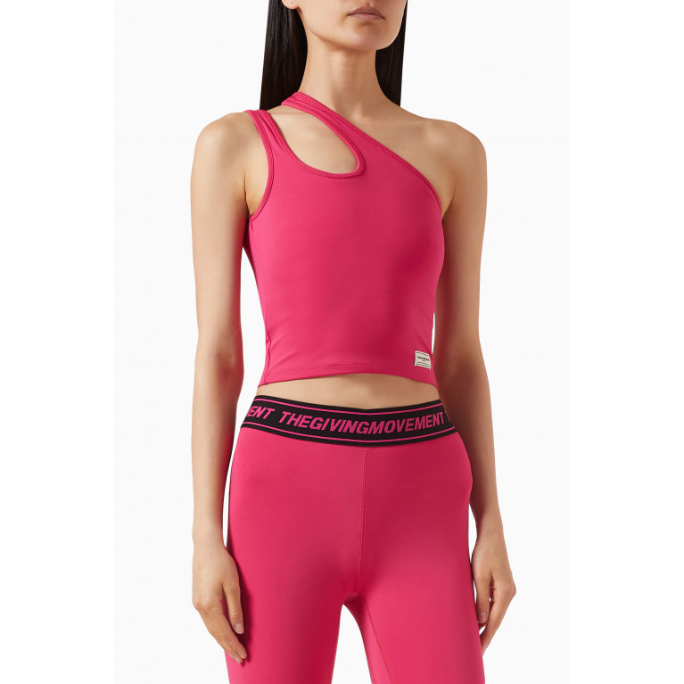 The Giving Movement - Asymmetrical One-shoulder Tank Crop Top in Softskin100© Pink