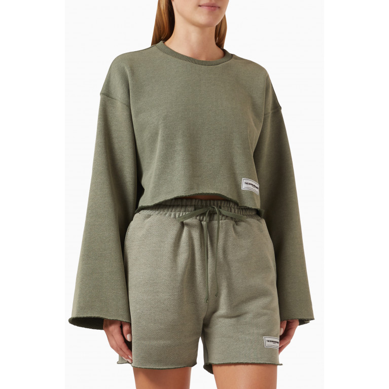 The Giving Movement - Crop Sweatshirt in Washed Organic-cotton Green