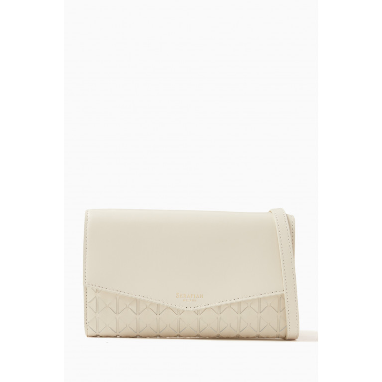 Serapian - Clutch Shoulder Bag in Mosaico Leather Neutral