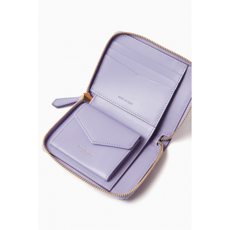 Serapian - Mini Zip Wallet in Mosaico Leather Purple