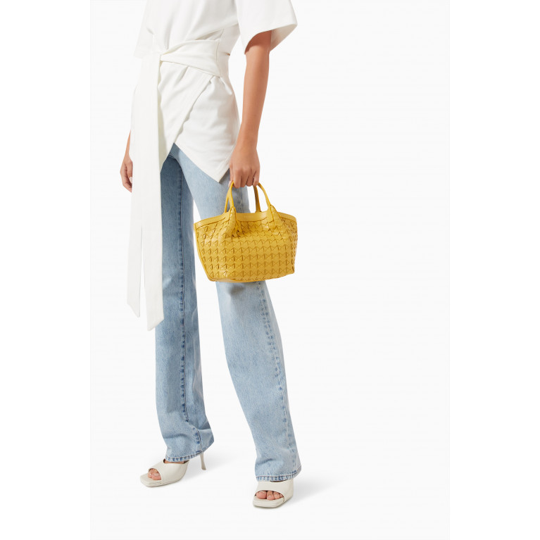Serapian - Mini Secret Bag in Mosaico Leather Yellow