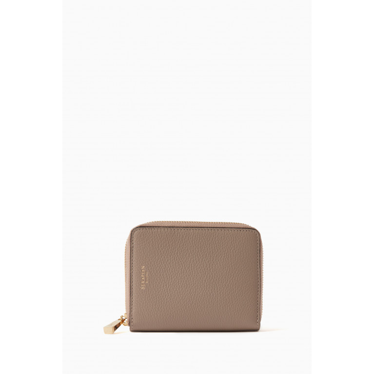 Serapian - Mini Zip Wallet in Rugiada Leather Neutral