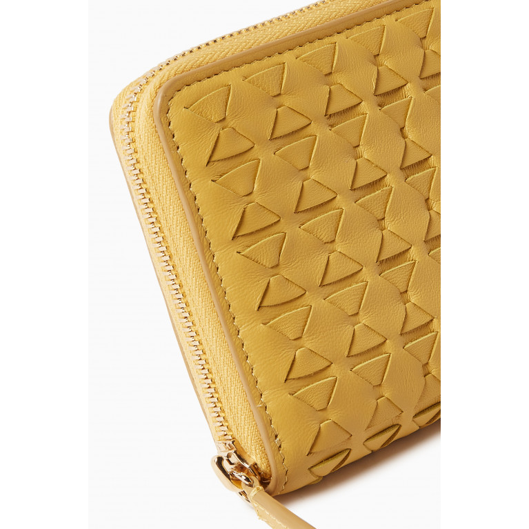 Serapian - Mini Zip Wallet in Mosaico Leather Yellow