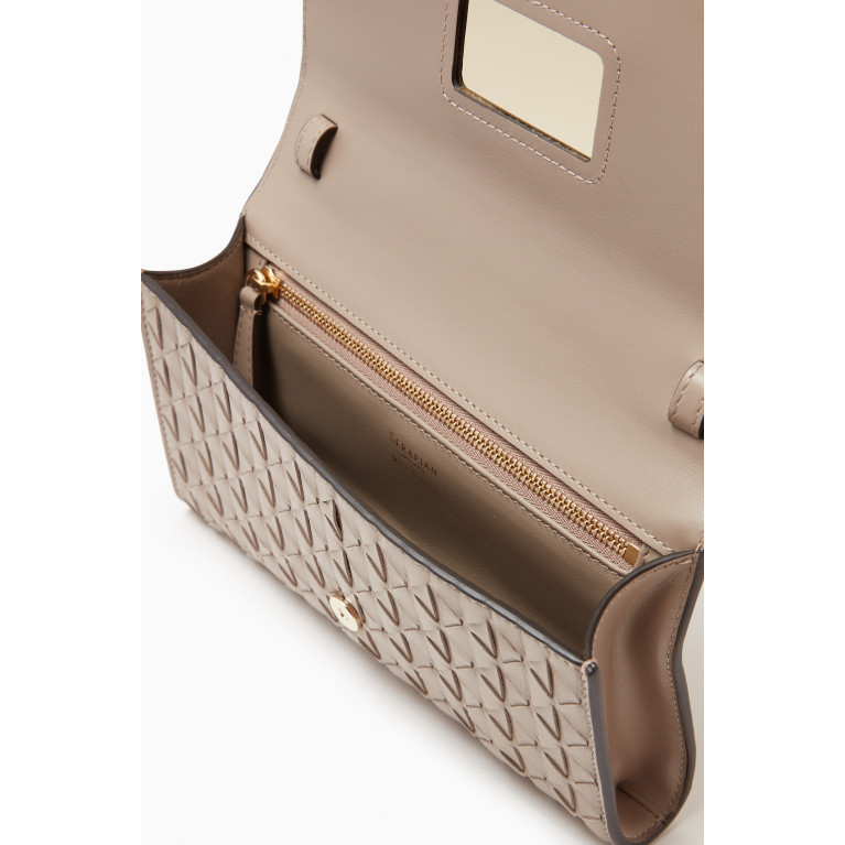 Serapian - Clutch Shoulder Bag in Mosaico Leather Neutral
