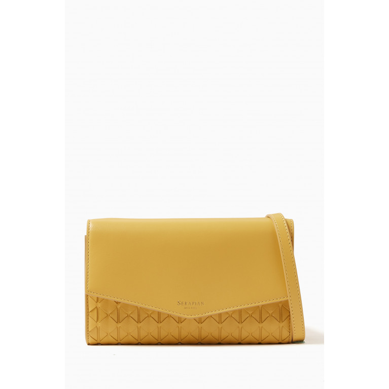 Serapian - Clutch Shoulder Bag in Mosaico Leather Yellow